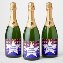 Happy Birthday America personaliseren Sparkling Wijnetiket