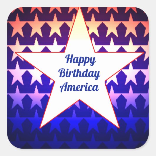 Happy Birthday America personaliseren Vierkante Sticker (Voorkant)