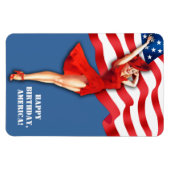 Happy Birthday, America. Retro Pin-Up Magneet (Horizontaal)