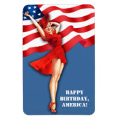 Happy Birthday, America. Retro Pin-Up Magneet (Verticaal)