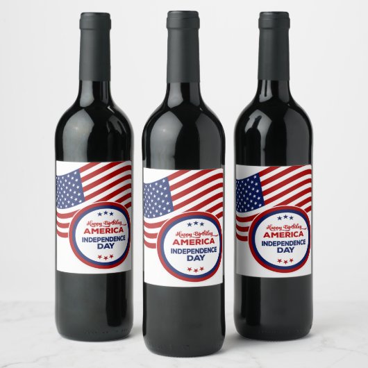 Happy Birthday America Wine Label Set Wijn Etiket (Flessen)