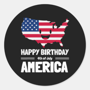 Happy Birthday Amerika 4 juli Amerikaanse vlag M Ronde Sticker