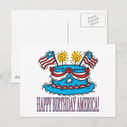 Happy Birthday Amerika Briefkaart (Voorkant / Achterkant)