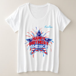 Happy Birthday Amerika Grote Maat T-shirt