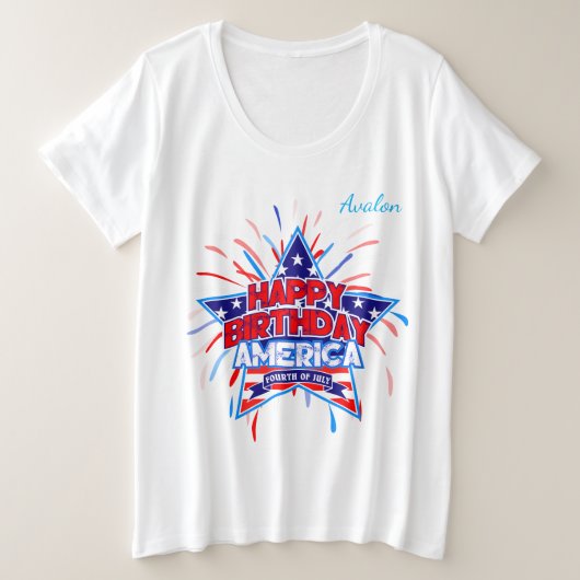 Happy Birthday Amerika Grote Maat T-shirt (Design voorkant)