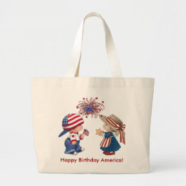 Happy Birthday Amerika Grote Tote Bag
