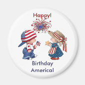  Happy Birthday Amerika Magneet (Voorkant)