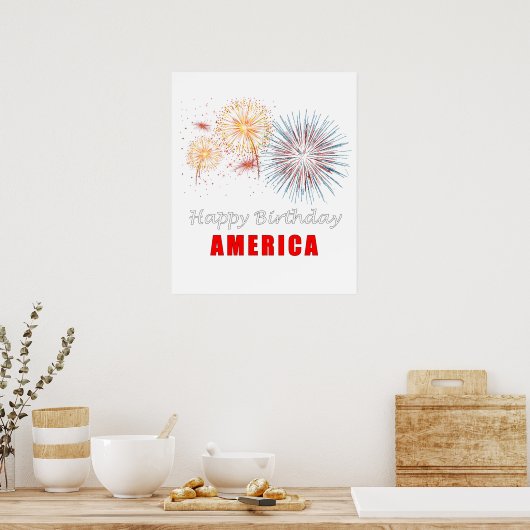 Happy Birthday Amerika Poster (Keuken)