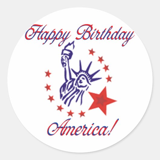 Happy Birthday Amerika Ronde Sticker (Voorkant)