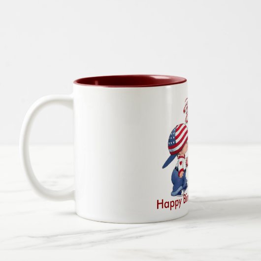  Happy Birthday Amerika Tweekleurige Koffiemok (Links)