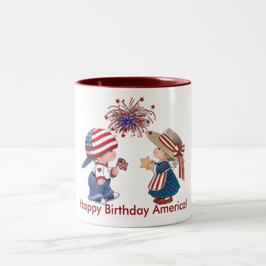  Happy Birthday Amerika Tweekleurige Koffiemok (Center)
