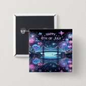 Happy Birthday Amerika Vierkante Button 5,1 Cm (Voorkant /achterkant)