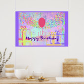 Happy Birthday and Best Wishes One Ballon Poster (Keuken)
