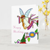 Happy Birthday Angel Oekraïense volkskunst Kaart (Gele Bloem)