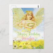 Happy Birthday Angel with Wreath Briefkaart (Voorkant / Achterkant)