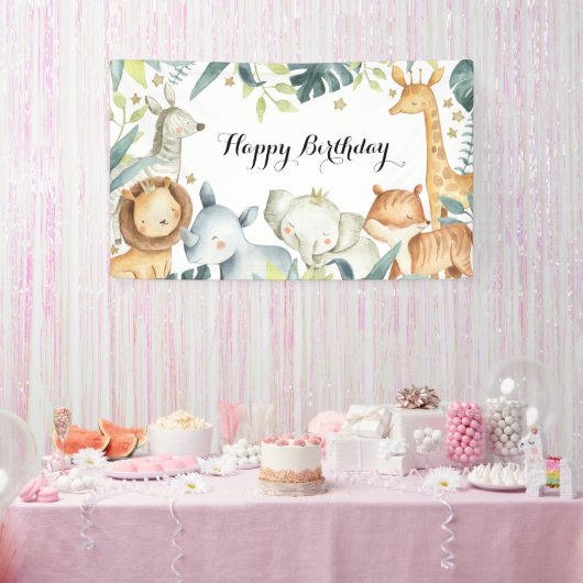 Happy Birthday Animal Banner (Feest)