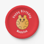 Happy Birthday Animal Cartoon gepersonaliseerd roo Papieren Bordje (Voorkant)