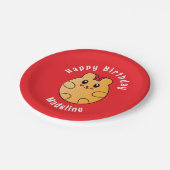 Happy Birthday Animal Cartoon gepersonaliseerd roo Papieren Bordje (Gekanteld)