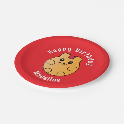 Happy Birthday Animal Cartoon gepersonaliseerd roo Papieren Bordje (Gekanteld)