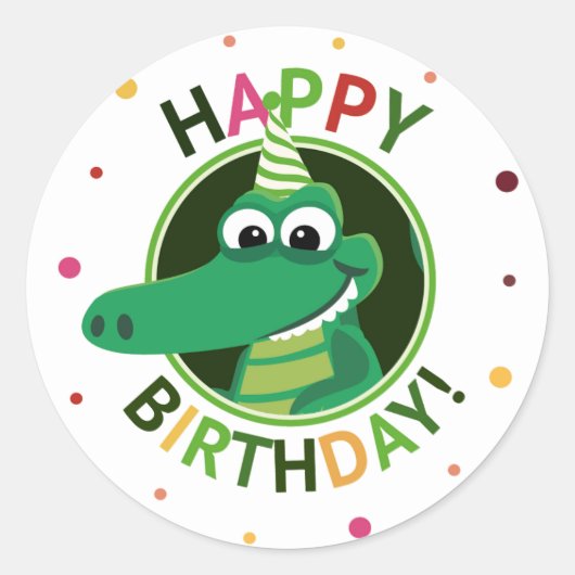happy birthday animal Classic Ronde Sticker (Voorkant)
