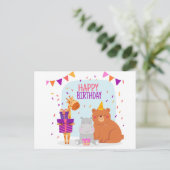 Happy Birthday Animal geïllustreerd Aankondigingskaart (Staand voorkant)