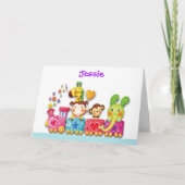 Happy Birthday Animal Train Young Child's Kaart (Voorkant)