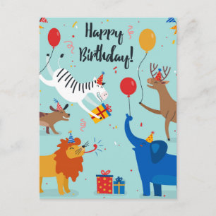 Happy Birthday Animals Briefkaart