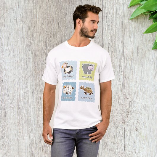 Happy Birthday Animals Mannen T-Shirt