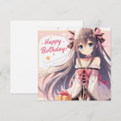 Happy Birthday Anime Girl kaart (Voorkant / Achterkant)