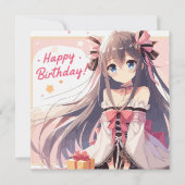 Happy Birthday Anime Girl kaart (Voorkant)