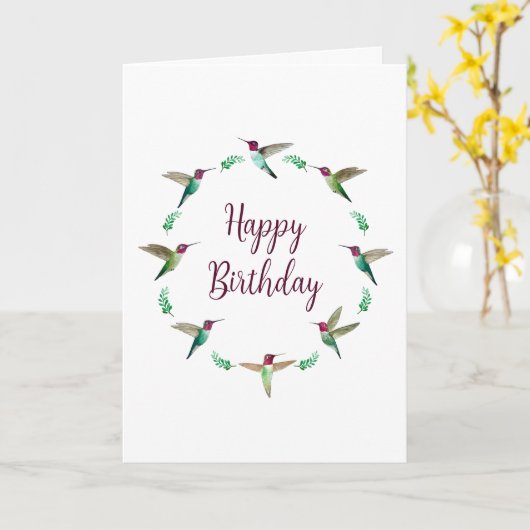 Happy Birthday Anna's Hummingvogels Kaart (Gele Bloem)