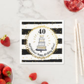 Happy Birthday Any Age Black, White, Gold Glitter Servet (Insitu)