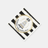 Happy Birthday Any Age Black, White, Gold Glitter Servet (Hoek)