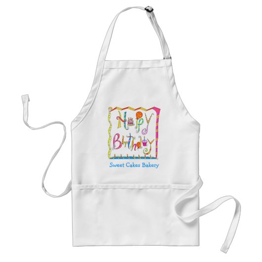 Happy Birthday Apron Business op maat Standaard Schort (Voorkant)