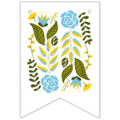 Happy Birthday aqua, gele bloemen schattige bloem Vlaggetjes (Eerste vlag)