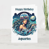 Happy Birthday Aquarius } Inside Coloring Page Kaart (Voorkant)