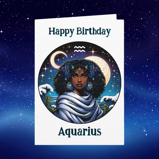 Happy Birthday Aquarius |  Inside Coloring Page Kaart