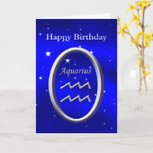 Happy Birthday Aquarius Wenskaart Kaart (Gele Bloem)