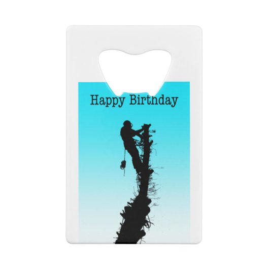 Happy Birthday Arborist Tree Surgeon Rigning Tree Creditkaart Flessenopener (Achterkant)