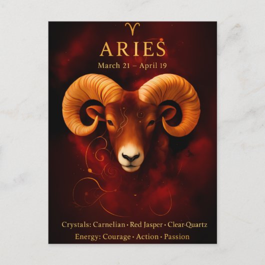 Happy Birthday Aries | Birthstone Post Card  Briefkaart (Voorkant)