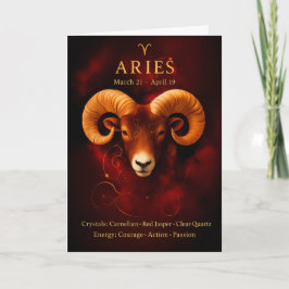 Happy Birthday Aries | Carnelian Birthstone Card Kaart