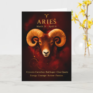 Happy Birthday Aries | Carnelian Birthstone Card Kaart