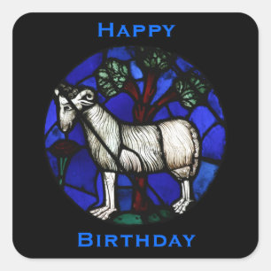 Happy Birthday Aries Ram West & Chinese astrologie Vierkante Sticker