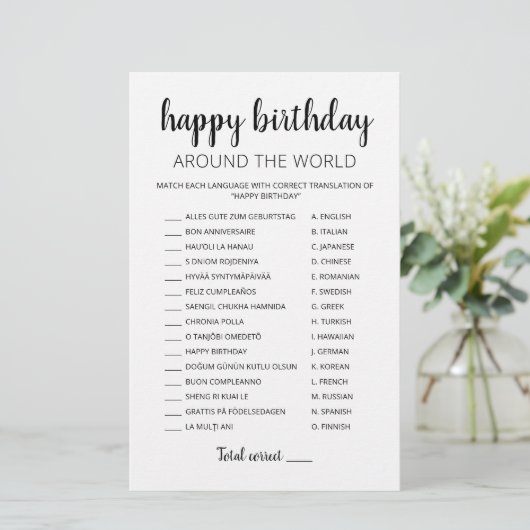 Happy Birthday Around the World editable game (Staand voorkant)