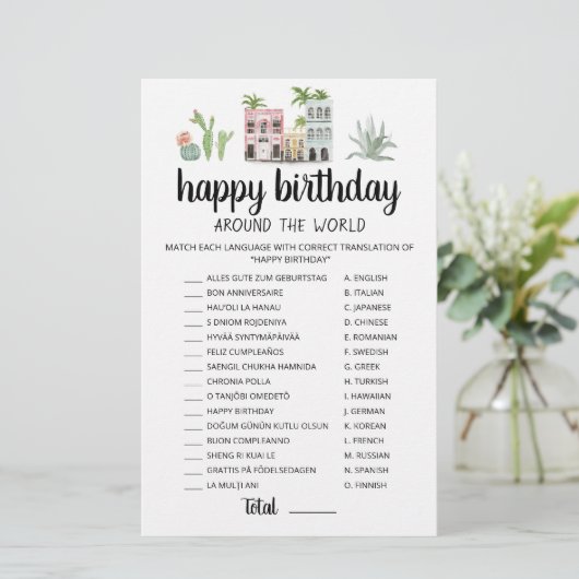 Happy Birthday Around the World editable game (Staand voorkant)