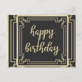 Happy Birthday Art Deco Gold Feestdagenkaart (Voorkant)