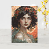 Happy Birthday Art Nouveau Beauty No.2b Kaart (Gele Bloem)