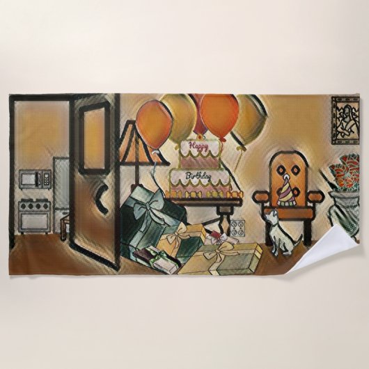 Happy Birthday Art Strandlaken (Voorkant)