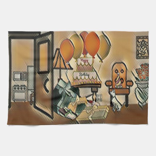 Happy Birthday Art Theedoek (Horizontaal)