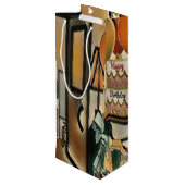 Happy Birthday Art Wijn Cadeautas (Achterkant Gekanteld)